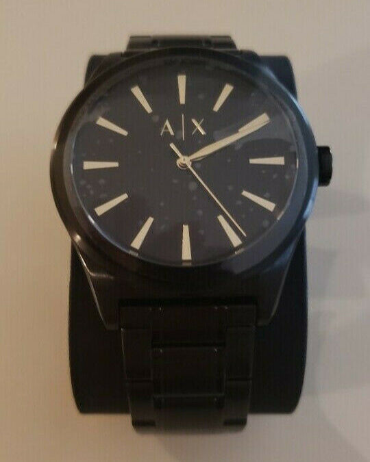 Armani Exchange Nico AX7102 Men's Analog Watch – Bold Black Dial with Black Stainless Steel Strap