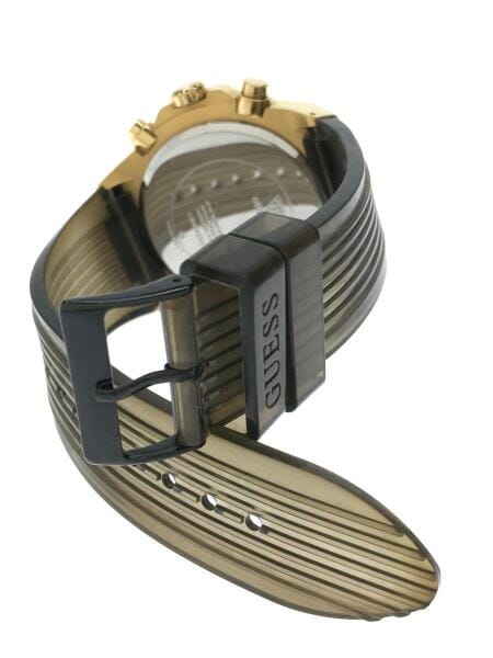 Guess Poseidon Chronograph Black Dial Black Silicone Strap Watch For Men - GW0425G1