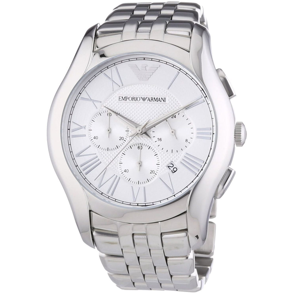 Emporio Armani Velente Chronograph Quartz Silver Dial Silver Steel Strap Watch For Men - AR1702