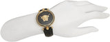 Versace Palazzo Empire Black Dial Black Leather Strap Watch for Women - VCO020017