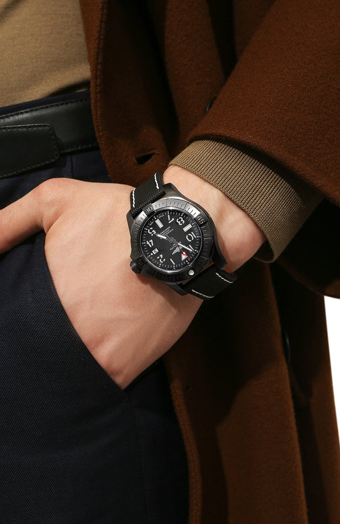 Breitling Avenger Automatic 45 Seawolf Night Mission Black Dial Black Nylon Strap Watch for Men - V17319101B1X1