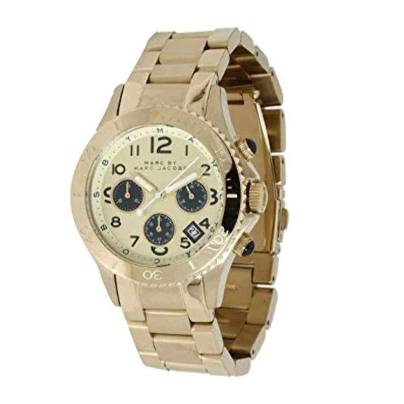 Marc Jacobs Rock Metal Chronograph Gold Dial Gold Steel Strap Watch for Men - MBM3158