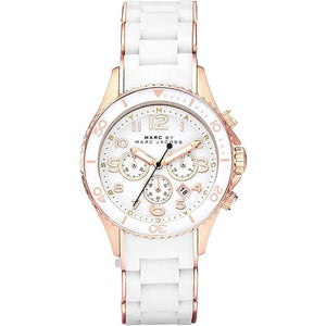 Marc Jacobs Rock Chronograph White Dial White Silicone Strap Watch for Women - MBM2547