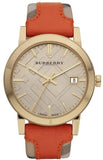 Burberry BU9016 The City Women’s Watch with Gold Dial & Orange Leather Strap