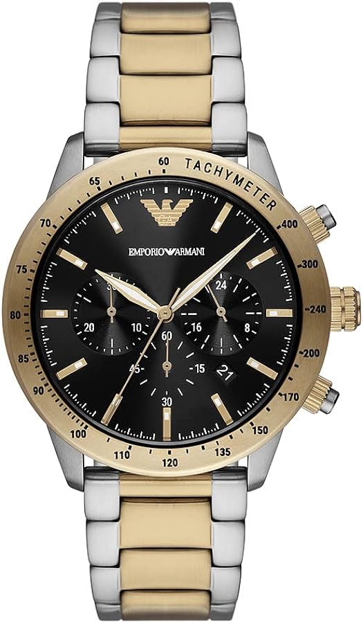 π Emporio Armani AR11521 Analog Chronograph Men's Watch β Black Dial & Two-Tone Steel Strap (100% off)