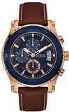 Guess W0673G3 Pinnacle Women's Watch – Blue Dial & Brown Leather Strap with Chronograph Quartz Movement