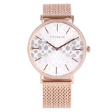 Coach Perry Silver Dial Rose Gold Mesh Bracelet Watch for Women - 14503386