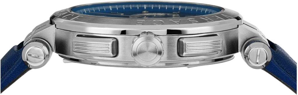 Versace Aion Chronograph Blue Dial Blue Leather Strap Watch for Men - VE1D01220