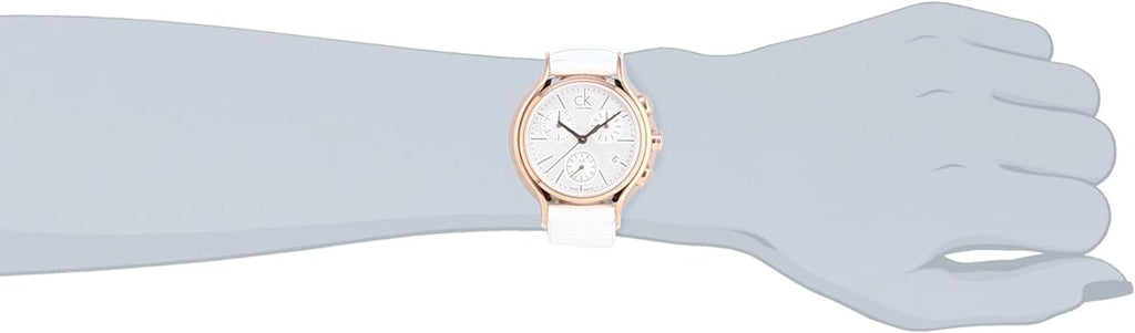 Calvin Klein Skirt Chronograph White Dial White Leather Strap Watch for Women - K2U296L6
