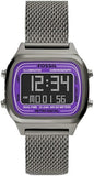Fossil FS5888 Retro Digital Men’s Watch – Purple Dial & Grey Mesh Strap