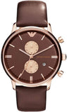 Emporio Armani AR0387 Classic Chronograph Men's Watch – Brown Dial & Brown Leather Strap