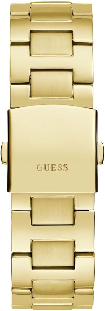 Guess Equity Analog Green Dial Gold Steel Strap Watch For Men - GW0703G2