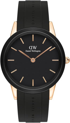 Daniel Wellington Iconic Motion Black Dial Black Rubber Strap Watch For Men - DW00100425