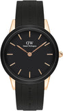 Daniel Wellington Iconic Motion Black Dial Black Rubber Strap Watch For Men - DW00100425