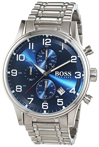 Hugo Boss Aeroliner Blue Dial Silver Steel Strap Watch for Men - 1513183