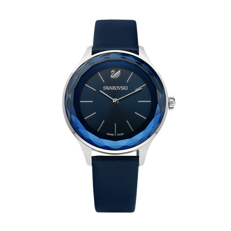 Swarovski Octea Nova Blue Dial Blue Leather Strap Watch for Women - 5295349