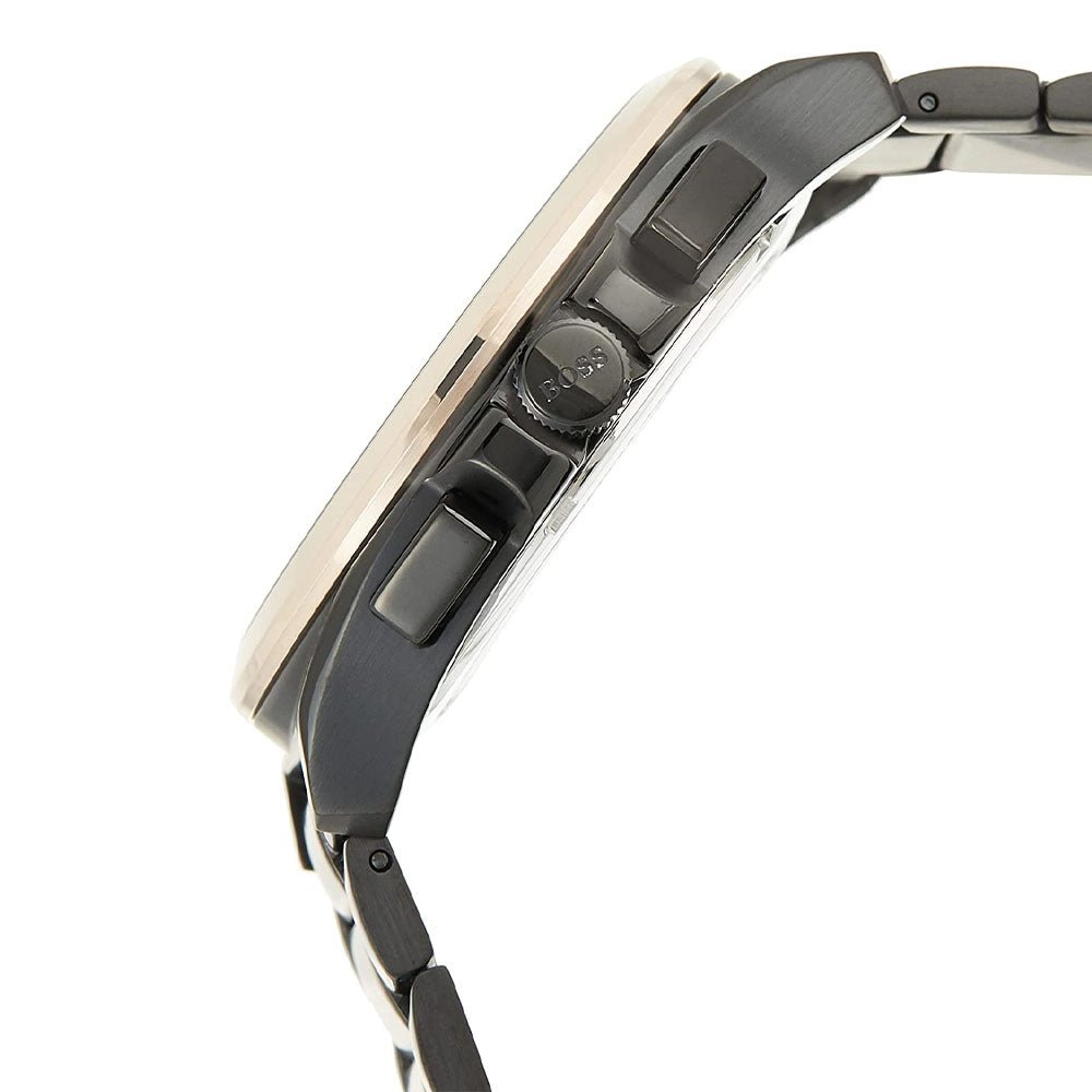 Hugo Boss Grandmaster Black Dial Black Steel Strap Watch for Men  - 1513885