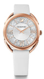 Swarovski 5452459 Crystalline Glam Women's Timepiece – Silver Dial & White Leather Strap