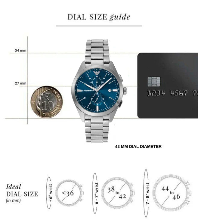 Emporio Armani Claudio Chronograph Blue Dial Silver Steel Strap Watch For Men - AR11541