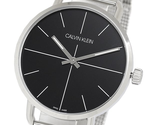 Calvin Klein Even Black Dial Silver Mesh Bracelet Watch for Women - K7B23121