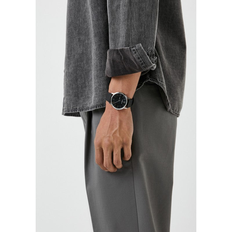 Emporio Armani Kappa Analog Quartz Black Dial Black Leather Strap Watch For Men - AR11013