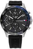 Tommy Hilfiger 1791724 Bank Quartz Men's Watch – Black Dial & Black Rubber Strap
