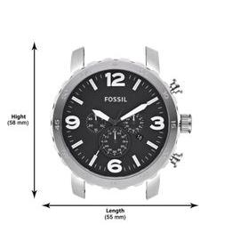 Fossil Nate Chronograph Black Dial Silver Steel Strap Watch for Men - JR1353