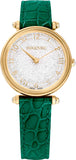 Swarovski 5656893 Crystalline Wonder Women's Watch – Silver Dial & Green Leather Strap
