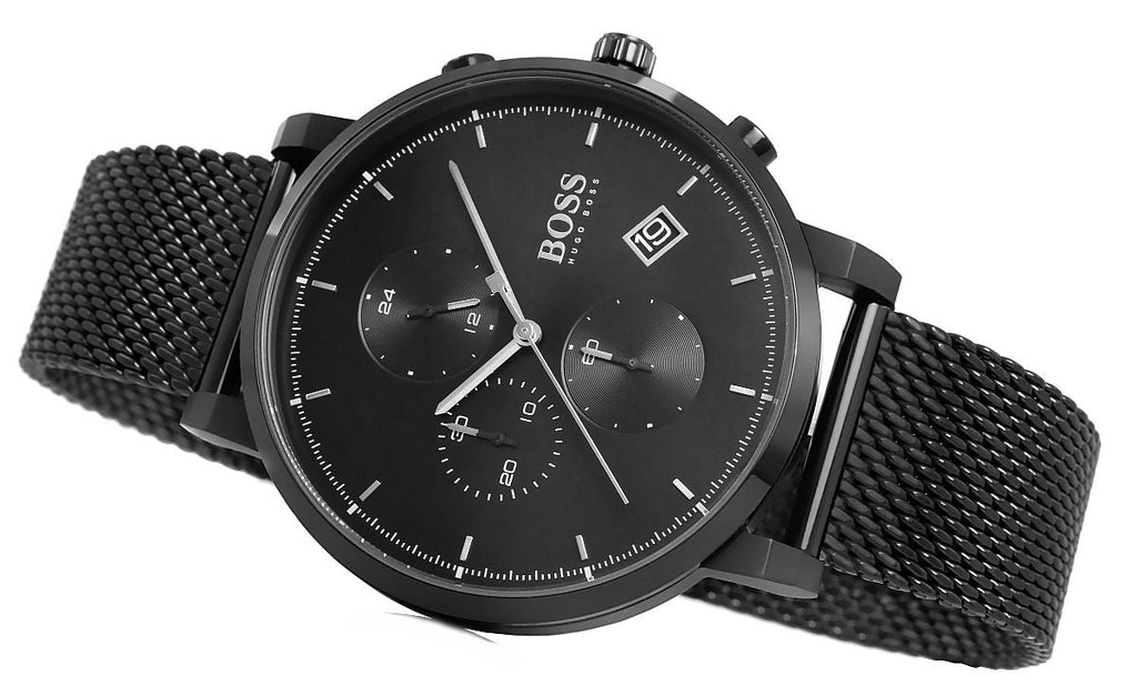 Hugo Boss Integrity Black Dial Black Mesh Bracelet Watch for Men - 1513813