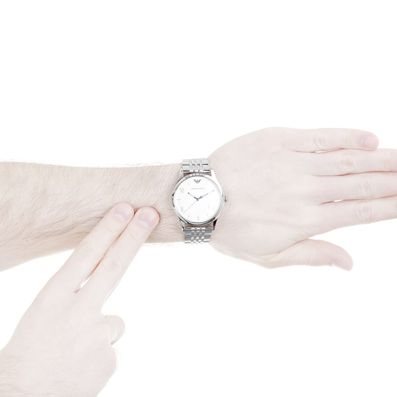 Emporio Armani Classic Silver Dial Silver Steel Strap Watch For Men - AR1867