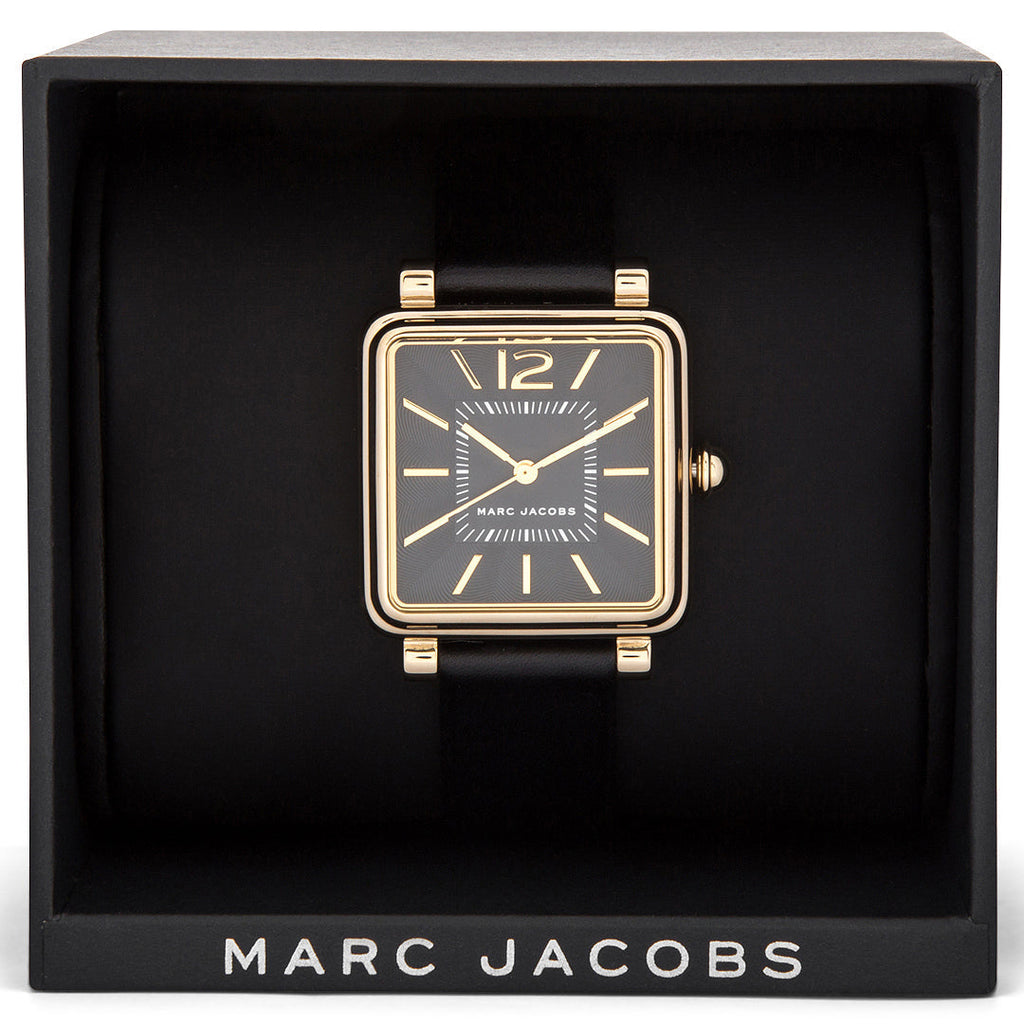 Marc Jacobs Vic Black Dial Black Leather Strap Watch for Women - MJ1522