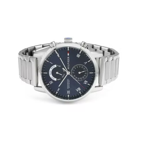 Tommy Hilfiger Kane Blue Dial Silver Steel Strap Watch for Men - 1710401