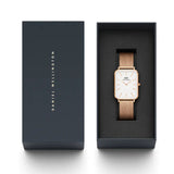Daniel Wellington Quadro Pressed Melrose White Dial Rose Gold Mesh Strap Watch For Women - DW00100465