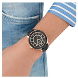 Swarovski Octea Lux Black Dial Black Leather Strap Watch for Women - 5414410