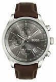 Hugo Boss Grand Prix Grey Dial Brown Leather Strap Watch for Men -  1513476