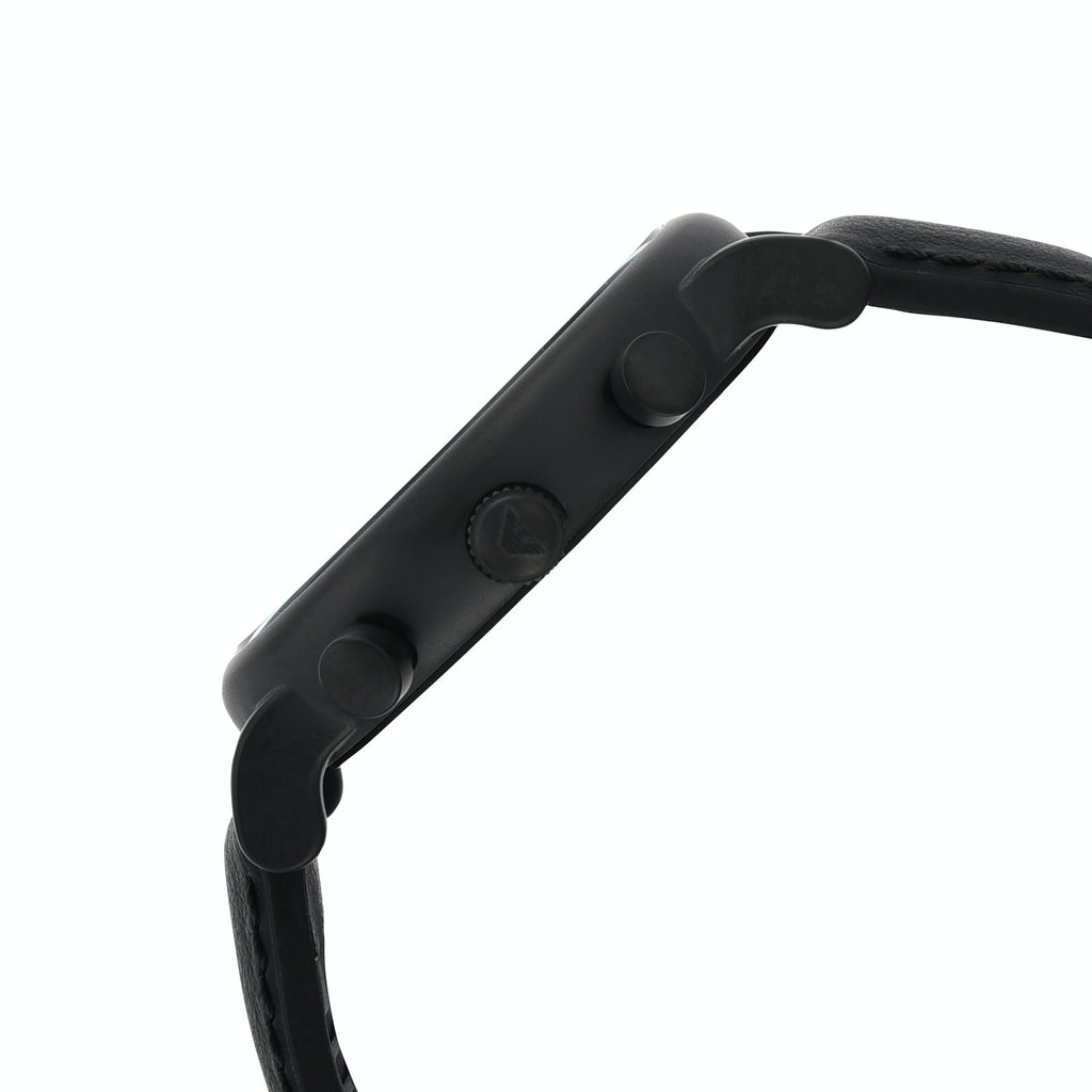 Emporio Armani Luigi Chronohraph Black Dial Black Leather Strap Watch For Men - AR1970