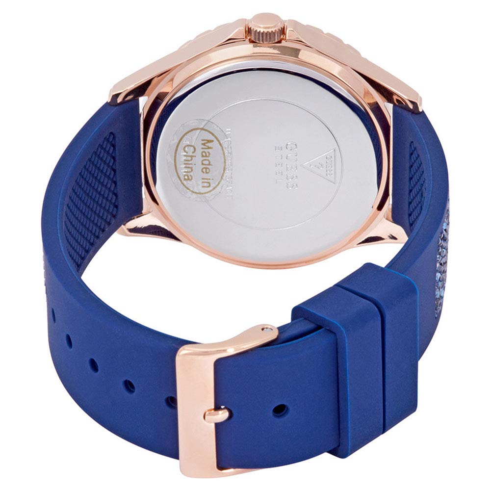 Guess Swirl Analog Quartz White Dial Blue Rubber Strap Watch for Women - W1096L4