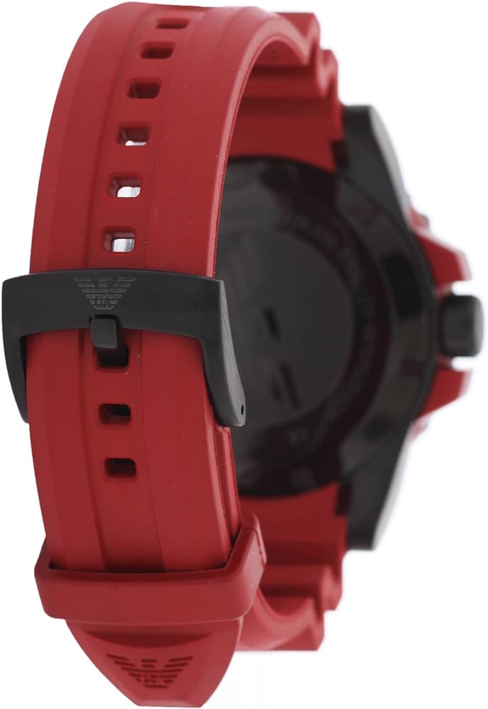 Emporio Armani Sportivo Quartz Black Dial Red Rubber Strap Watch For Men - AR6101