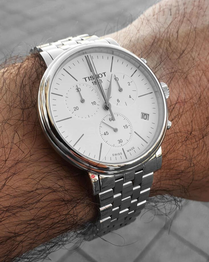 Tissot Carson Premium White Dial Silver Steel Strap Watch For Men - T122.417.11.011.00
