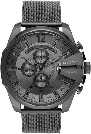 Diesel Mega Chief Chronograph Black Dial Black Mesh Strap Watch For Men - DZ4527