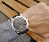 Burberry The City Smoke Dial Checked Brown Leather Strap Watch for Men - BU9358