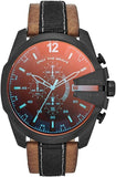 Diesel DZ4305 Mega Chief Quartz Men's Watch – Black Dial & Two-Tone Leather Strap