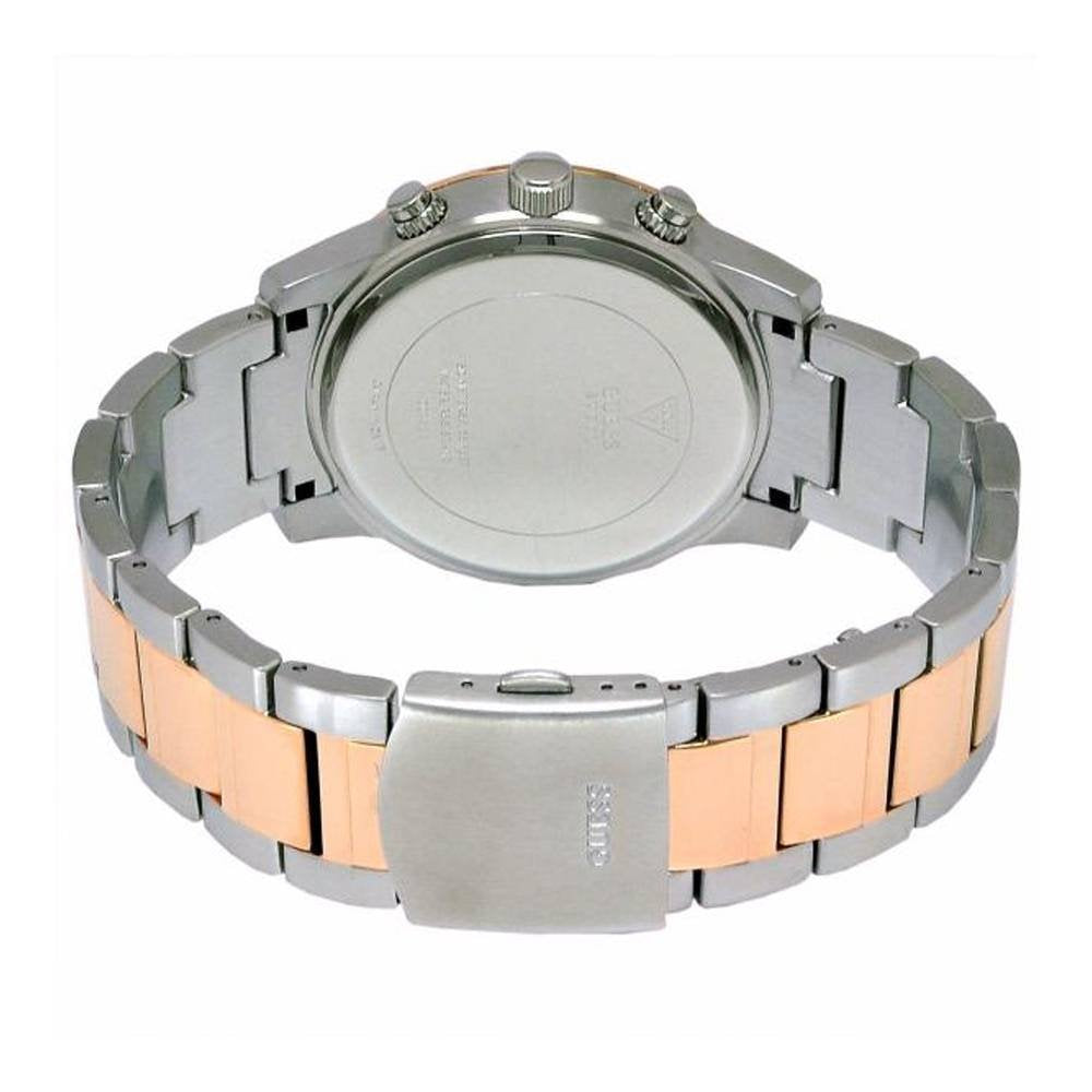 Guess Exec Chronograph White Dial Two Tone Steel Strap Watch for Men - W0075G2