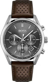 Hugo Boss 1513815 Champion Quartz Men's Watch – Grey Dial & Brown Leather Strap