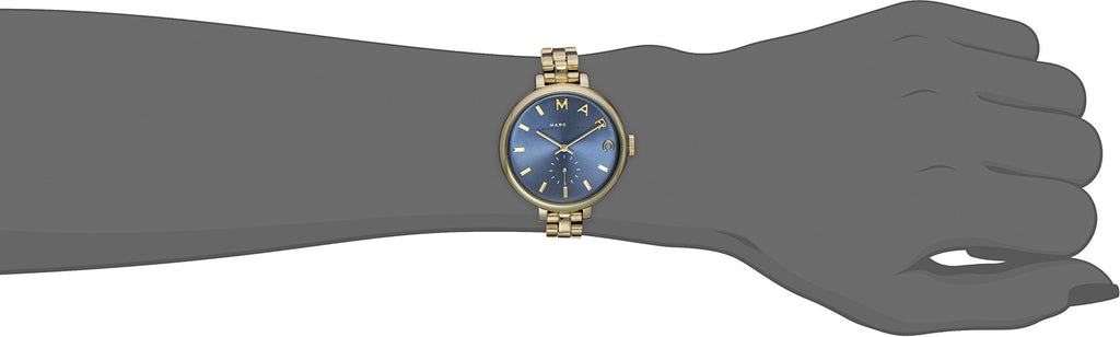 Marc Jacobs Sally Blue Dial Gold Steel Strap Watch for Women - MBM3366
