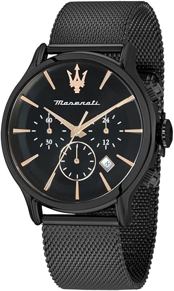 Maserati Epoca Chronograph Black Dial Black Mesh Strap Watch For Men - R8873618013
