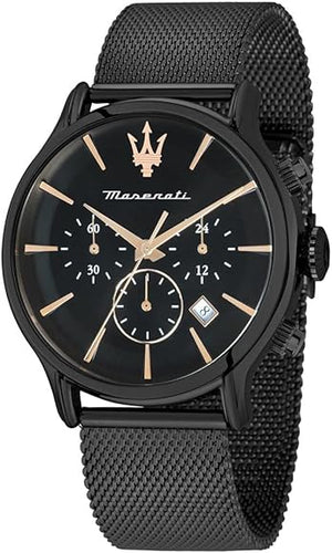 Maserati Epoca Chronograph Black Dial Black Mesh Strap Watch For Men - R8873618013