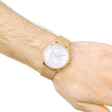 Calvin Klein Minimal White Dial Rose Gold Mesh Bracelet Watch for Men - K3M21626