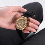 Guess GW0439L2 Princess Crystals Women’s Watch – Gold Dial & Black Silicone Strap