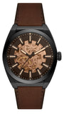 Fossil ME3207 Everett Automatic Men’s Watch – Black Dial with Brown Leather Strap & Analog Display